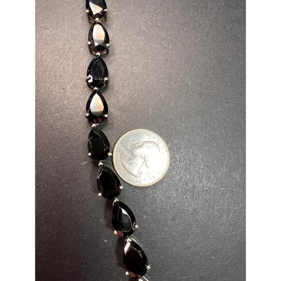 Black spinel Estate sterling silver tennis bracelet 7.5 inches - Picture 8 of 16